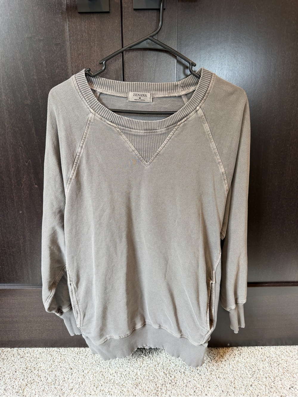 Zenana Outfitters Washed Taupe Crewneck Sweatshirt